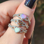 White Opal Heart Ring
