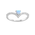 Chevron Blue Opal Heart Ring