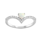 Chevron White Opal Heart Ring