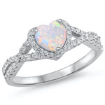 White Opal Heart Ring