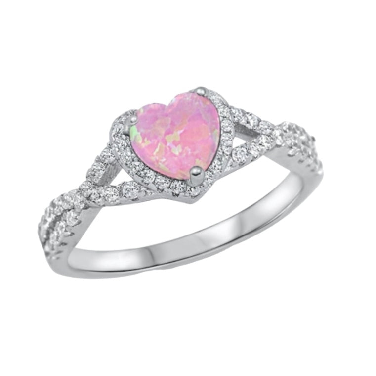 Pink Opal Heart Ring