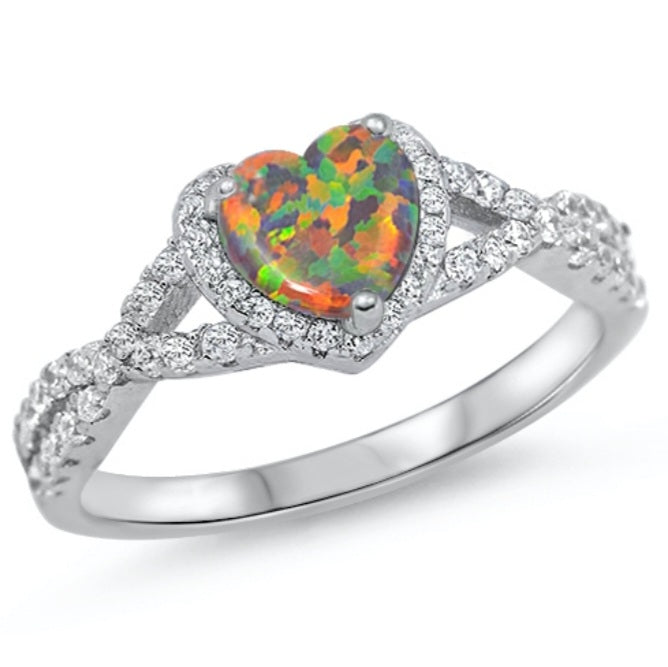 Black Opal Heart Ring