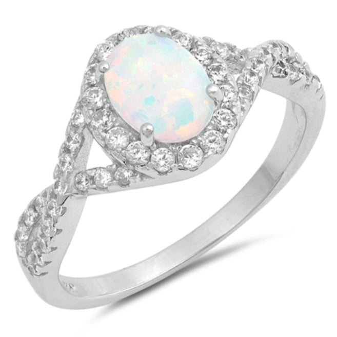 White Opal Twist Ring