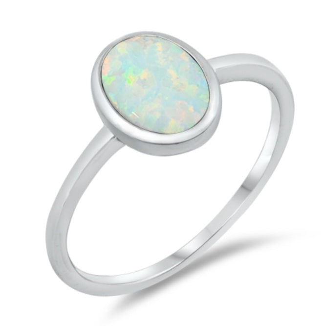 Oval Opal Ring in White