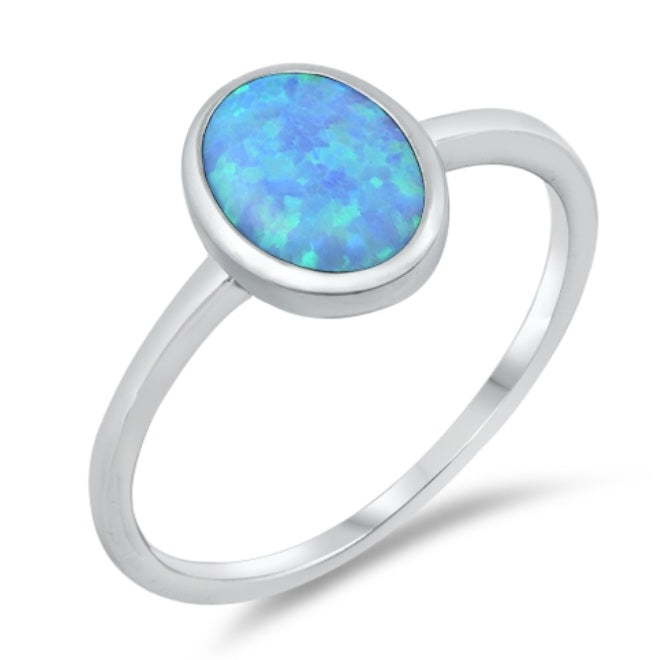 Oval Opal Ring in Blue